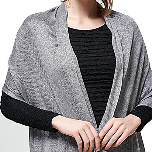 Shawls and Wraps for Evening Dresses, Wedding Metallic Shine Shawl Scarf for Women (Silver Sparkle)