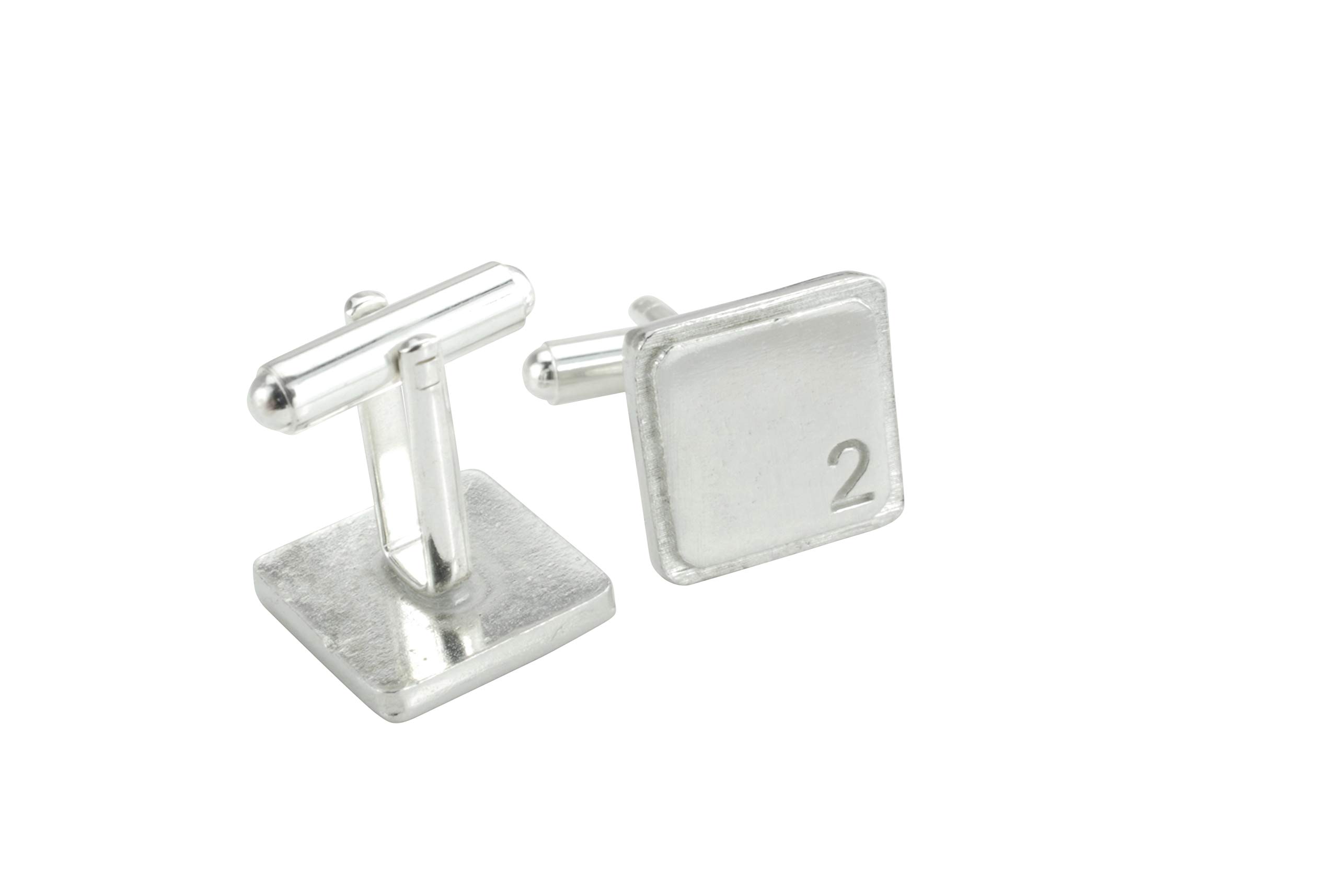 Square Cufflinks with ‘2’ Engraved - 2nd Anniversary