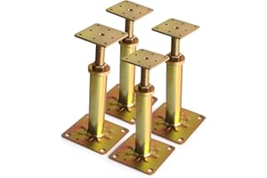 DUVECFOI 4 Pack House Floor Jacks, Adjustable Jack Post for Leveling, 13"-16" Height Telescoping Screw Jacks, Heavy Duty Support for Basement, Floor Joist, Beam & Foundation Repair, Temporary Support,Gold