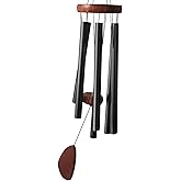 Litu Wind Chimes for Outside with Wood Wind Catcher, 37 Inches Large Aluminum Windchimes Outdoors for Patio Decoration & Zen Atmosphere, Best Gifts for Mom(Black)
