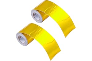 RASNAUTO 2PCS 2 inches x32.8 feet Gold Adhesive Backed Heat Barrier Tape, Glassfiber Heat Shield Reflective Tape Wrap Roll, c