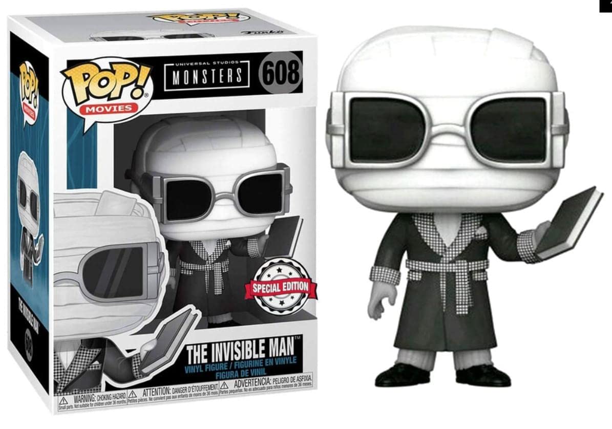 Funko POP! Movies: UM - Invisible Man - Black & White - Universal Monsters - Collectable Vinyl Figure - Gift Idea - Official Merchandise - Toys for Kids & Adults - Movies Fans
