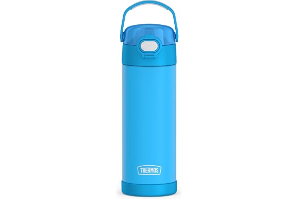 THERMOS FUNTAINER Water Bottle with Spout, 16oz, Blue | Kids Stainless Steel Insulated Water Bottle, Keeps Drinks Cold Longer