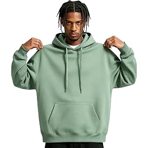 THMENKHT Fleece Hoodie Men Oversized Fall Sweatshirt Winter Cozy Tall Hooded Collar Drawstring Pullover With Pockets