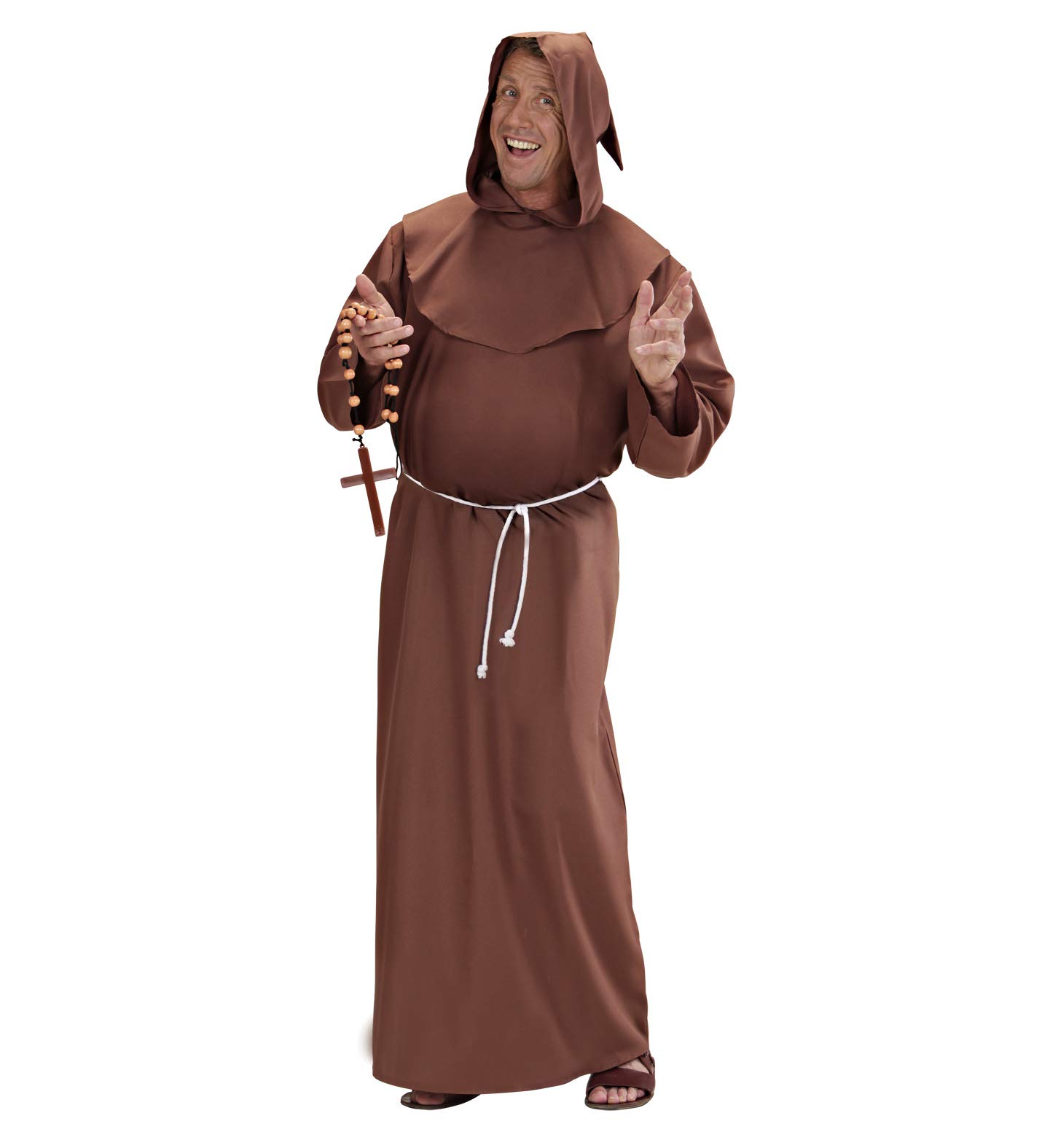 Widmann 32314 32314 Hooded Tunic Costume Belt, Monk, Spiritual Theme Party, Church, Men, Multicoloured