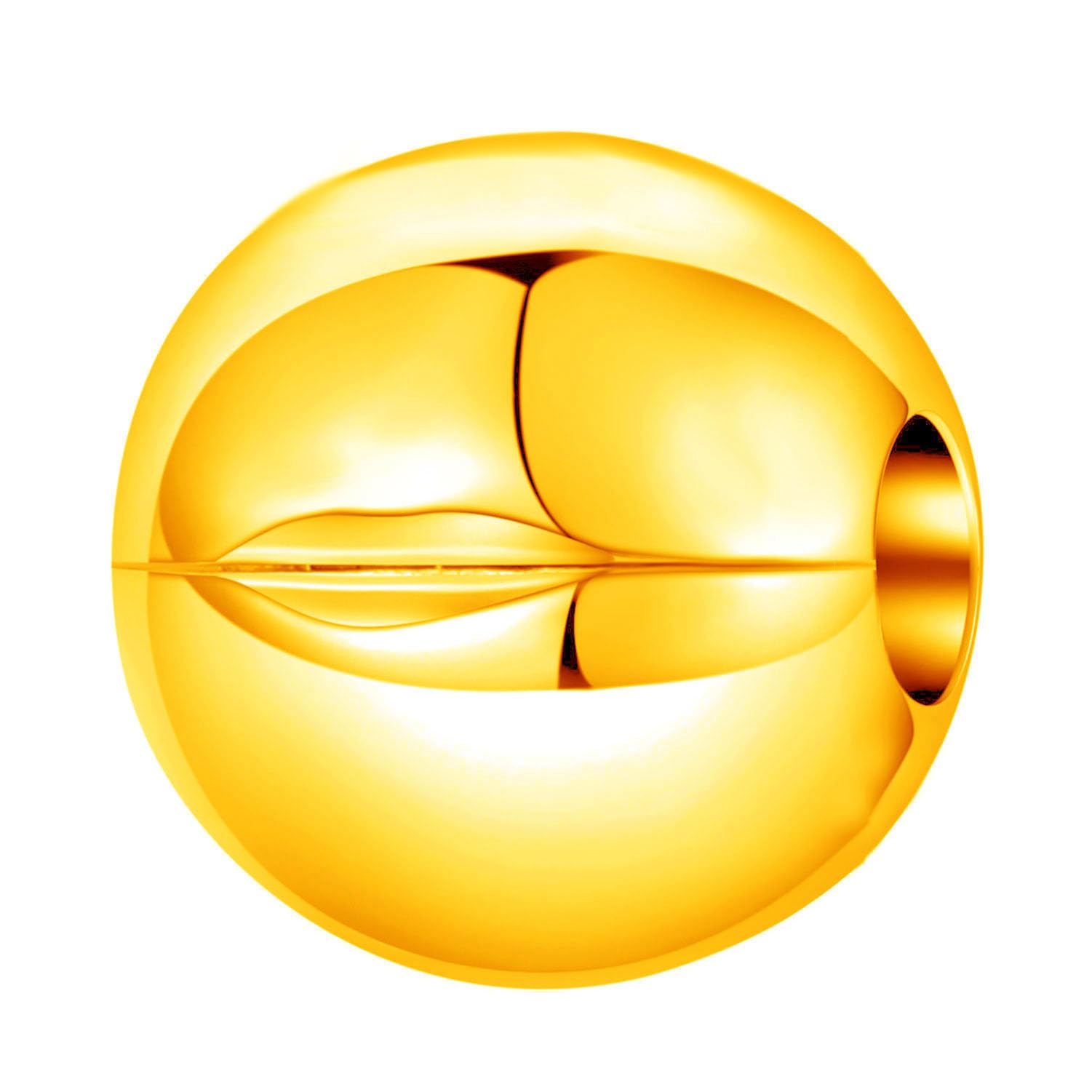 JiaRong Charms Round Clip Stopper Charm 925 Sterling Silver Spacer Charm for Pandora Charm Bracelet (Gold-Plated)