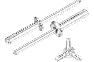 uxcell 60Pcs 3/16"x3/4" Aluminum Round Head Tri Grip Rivets, Tri Grip Rivets Assortment Bulb Style Rivets for DIY, Sheet Meta