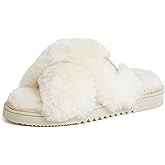 Fireside by Dearfoams womens Newcastle Crossband All Over Shearling Easy on/Off Slide