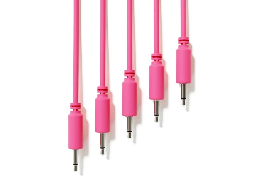 ExcelValley - 5-Pack - Mono Modular Patch Cables - TS 3.5mm 1/8" Eurorack Synthesizer [Pink | 20 cm - 7.87"]