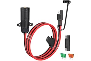 GRZWAYS 7 Pin Power Access, 7 Way Blade to 2 Pin SAE Connector, 7 Pin Round RV-Style Trailer Plug to 10 AWG SAE Cable 12V Connectors for RV Truck Get Power from Vehicle's 7 Pole Trailer Plug(2FT)