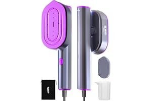 MICIEITIE Steamer for Clothes ELORTI, Travel Clothes Steamer Handheld Portable Mini Small, 2-in-1 iron with 10s Fast Heat-Up, Rotatable Head 1200W, 110-120V, Office & Home, purple