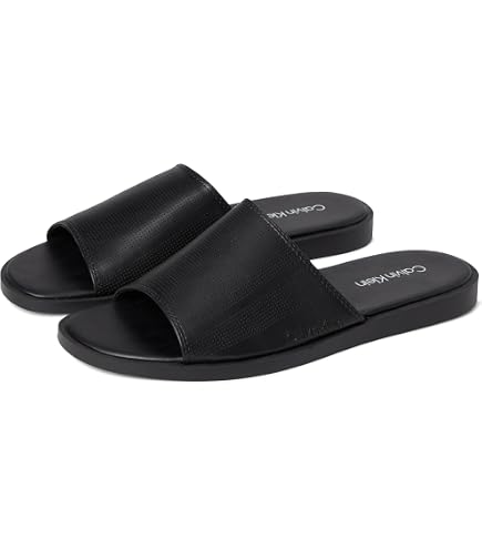 NWT Calvin Klein Ethan Men Black Leather Slide Sandals Size 11 M Calvin Klein Black Slide Sandals for Men for sale | eBay main image 4