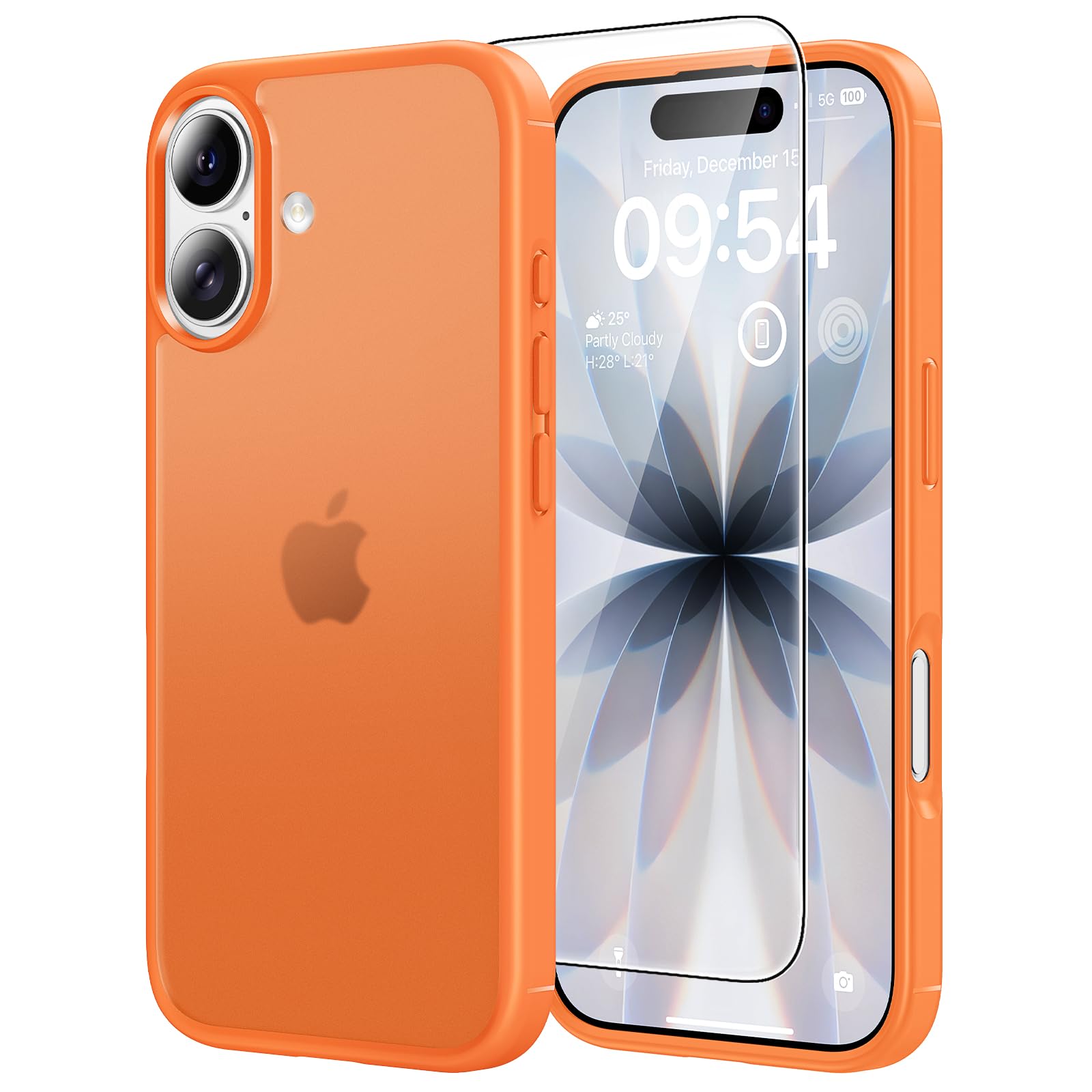 Photo 1 of TAURI for iPhone 17 Case, Anti-Yellowing with Screen Protector, Translucent Matte Military-Grade Protection Shockproof Slim Phone Case for iPhone 17, Matte Orange