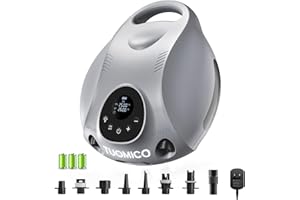 TUOMICO Fast Sup Pump Rechargeable Paddle Board Pump Electric with 74WH Battery, 25PSI Portable Air Compressor Auto-Off & Deflation Feature, Air Pump for Inflatable Stand up Paddleboards Kayak Boat