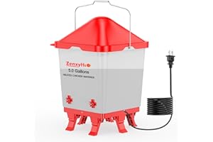 ZenxyHoC 5 Gallons Heated Chicken Waterer Bucket for Winter, Chicken Water Heater with 4 Nipples and 10ft Power Cord