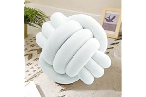 KUCCO-PILLOW Knot Pillow Ball-Shaped Decorative Throw Pillows,White 20cm Cute Couch Cushion Knotted Pillow Suitable for Living Room Bed Decoration Handmade Braided Throw Pillows