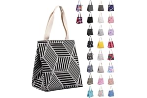 iknoe Insulated Lunch Bag for Women, Durable Wide-Open Foldable & Portable Lunch Tote with Interior Pockets, Water-Resistant 