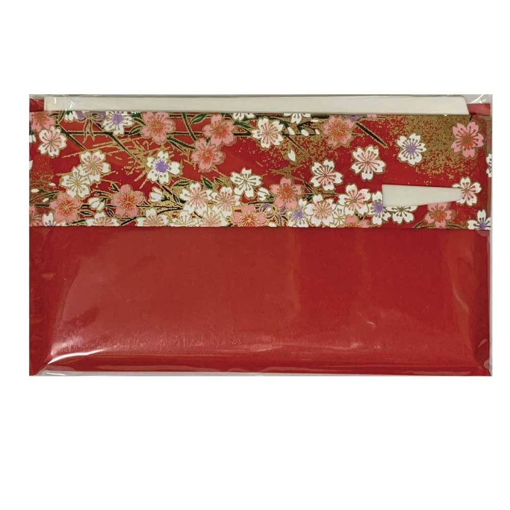 Japanese Kaishi 30 Sheets – Mino Washi Traditional Paper for Tea Ceremony, with Colorful Yuzen Paper Case & Plastic Sweet Pick [Red], 5.7 x 6.9 in (145 x 175 mm)