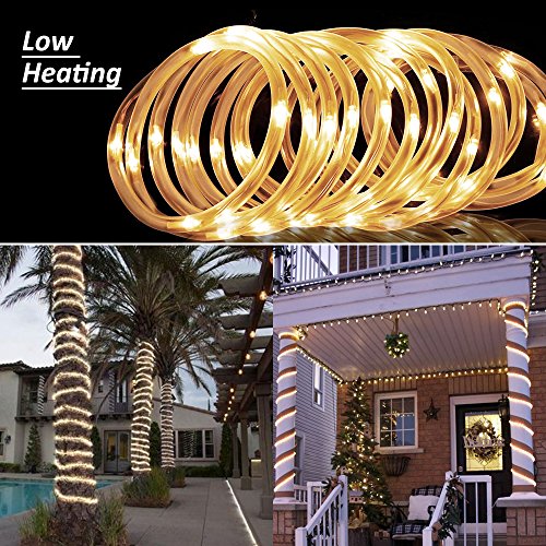 Ustellar 66ft 200 LED Rope Lights, IP65 Waterproof USB 5V String Lights, Outdoor Fairy Lighting for DIY Wedding, Party, Garden, Yard, Corridor, Christmas Decorations, Warm White - Thumbnail 5