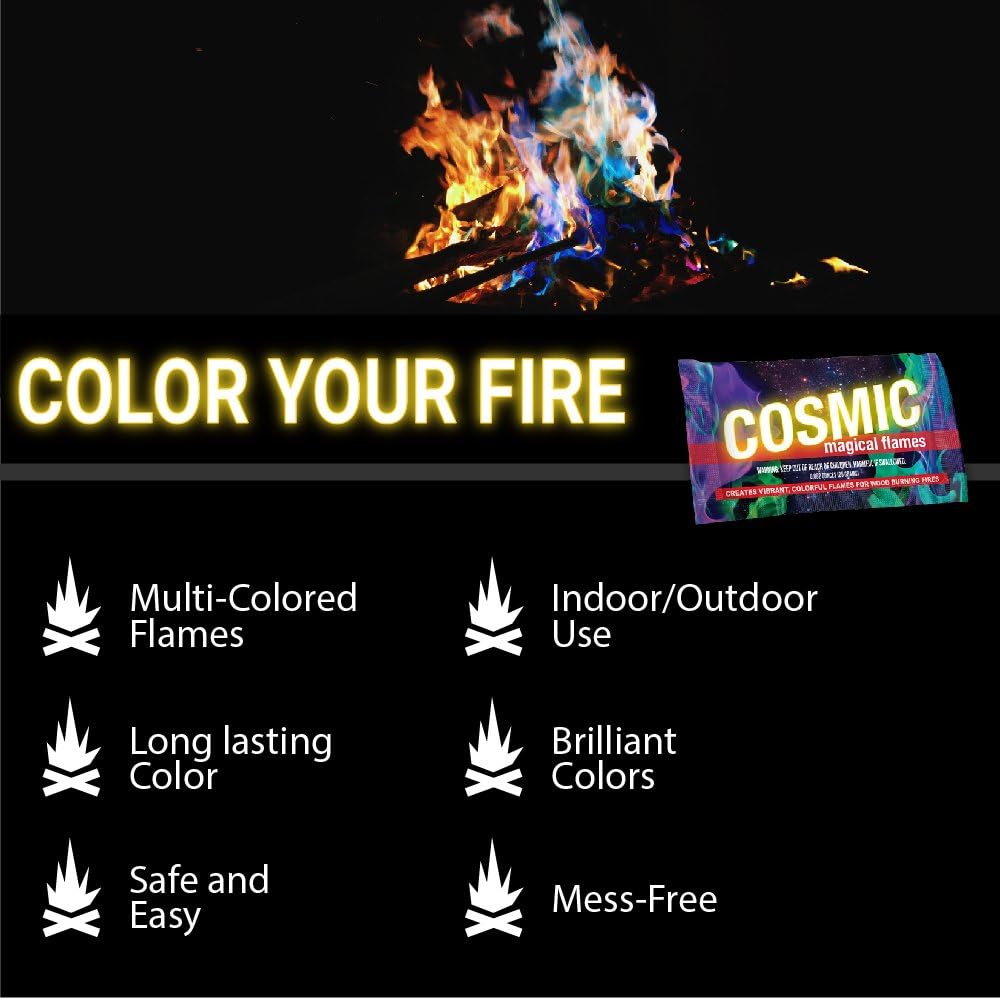 Magical Flames Cosmic Creates Vibrant, Colorful Flames for Woodburning Fires! (12) : Garden & Outdoor