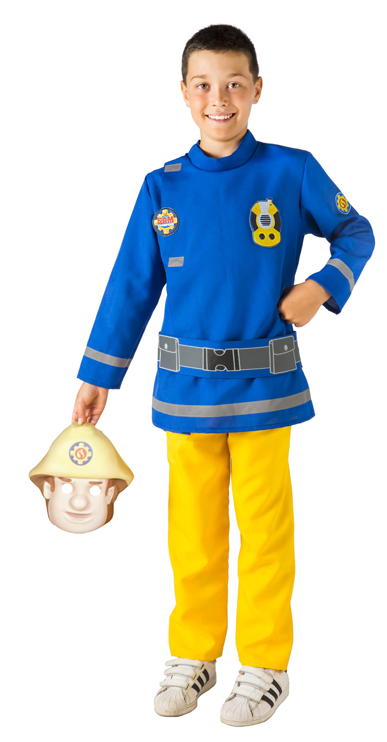 Fireman Sam costume disguise boy official (Size 5-7 years) with mask