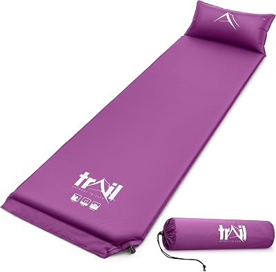 Trail Outdoor Leisure Trail Self-Inflating Camping Mat with Pillow Purple