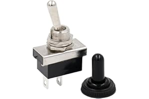 Baomain 1-Pack Waterproof Toggle Switch ON-Off SPST 2-Pin 12V/25A D,12mm mounting Hole,tab Terminal,for Automotive Vehicles,B