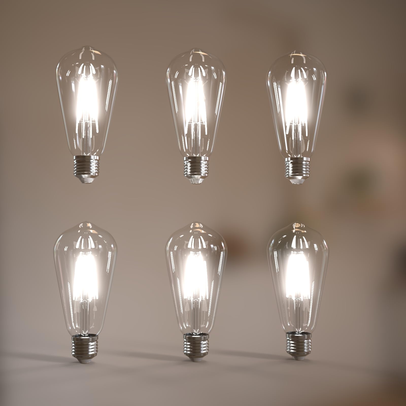 Photo 1 of Jensense Edison Bulbs 6W E26 LED Bulb 60 Watt Equivalent, Vintage LED Light Bulbs CRI90+ ST19, Dimmable Clear Light Bulbs, 5000K Daylight Cool White 6 Pack