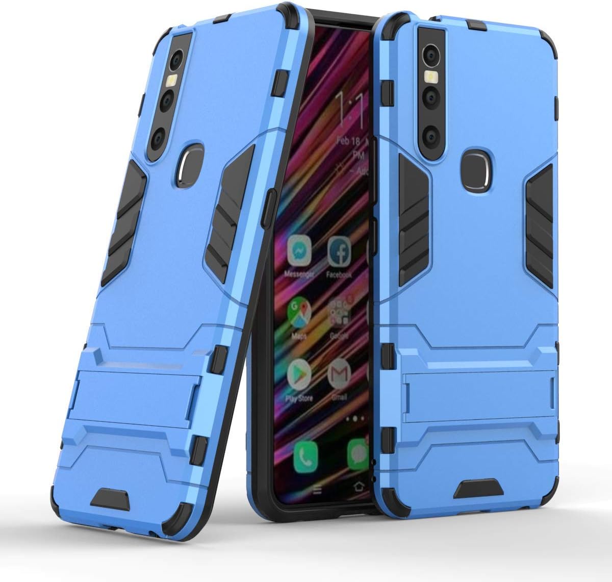 for VIVO V15/vivo S1 V15 Pro/S1PRO case Armor Bracket Iron Man Metal Texture Case Covers Anti-Skid Case Hard Protective Cover (VIVO V15 Pro/S1PRO, Blue)