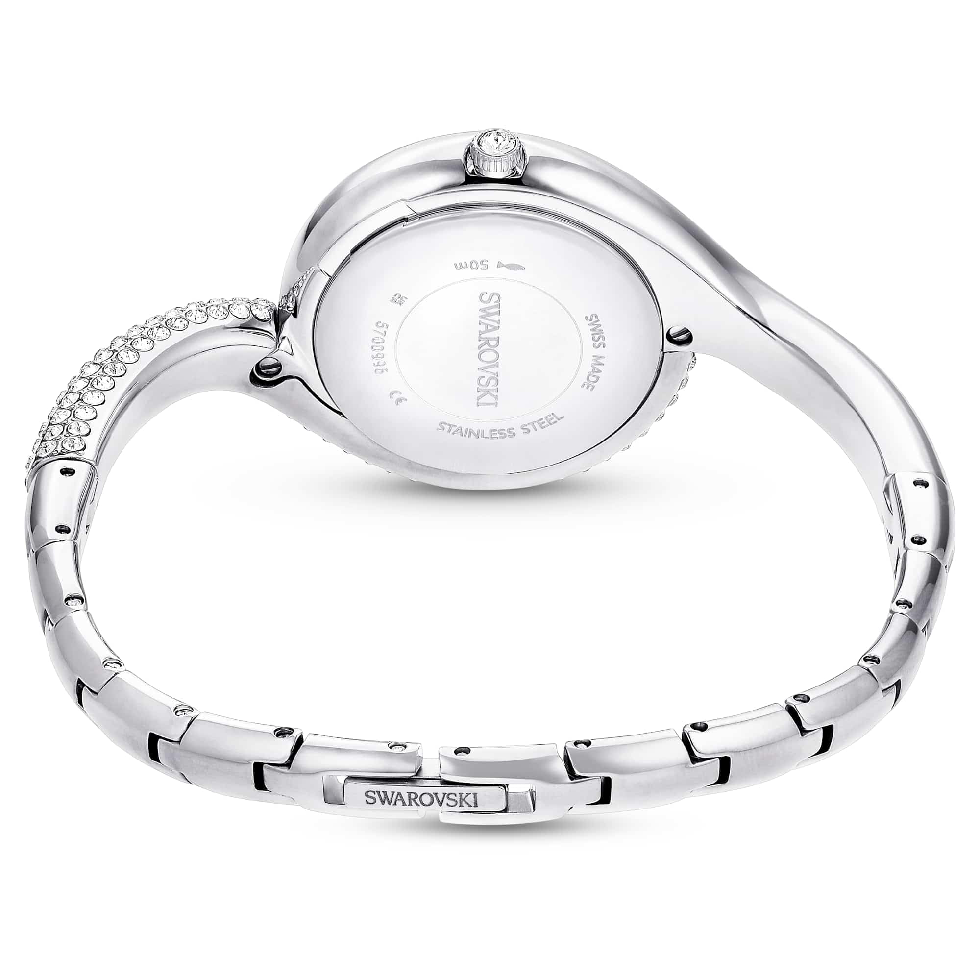 Swarovski Dextera Asymmetric Watch, Swiss-Made & Water-Resistant Stainless Steel Watch in a Silver-Tone Finish with Clear Crystals and Metal Bracelet Strap, Part of The Dextera Collection