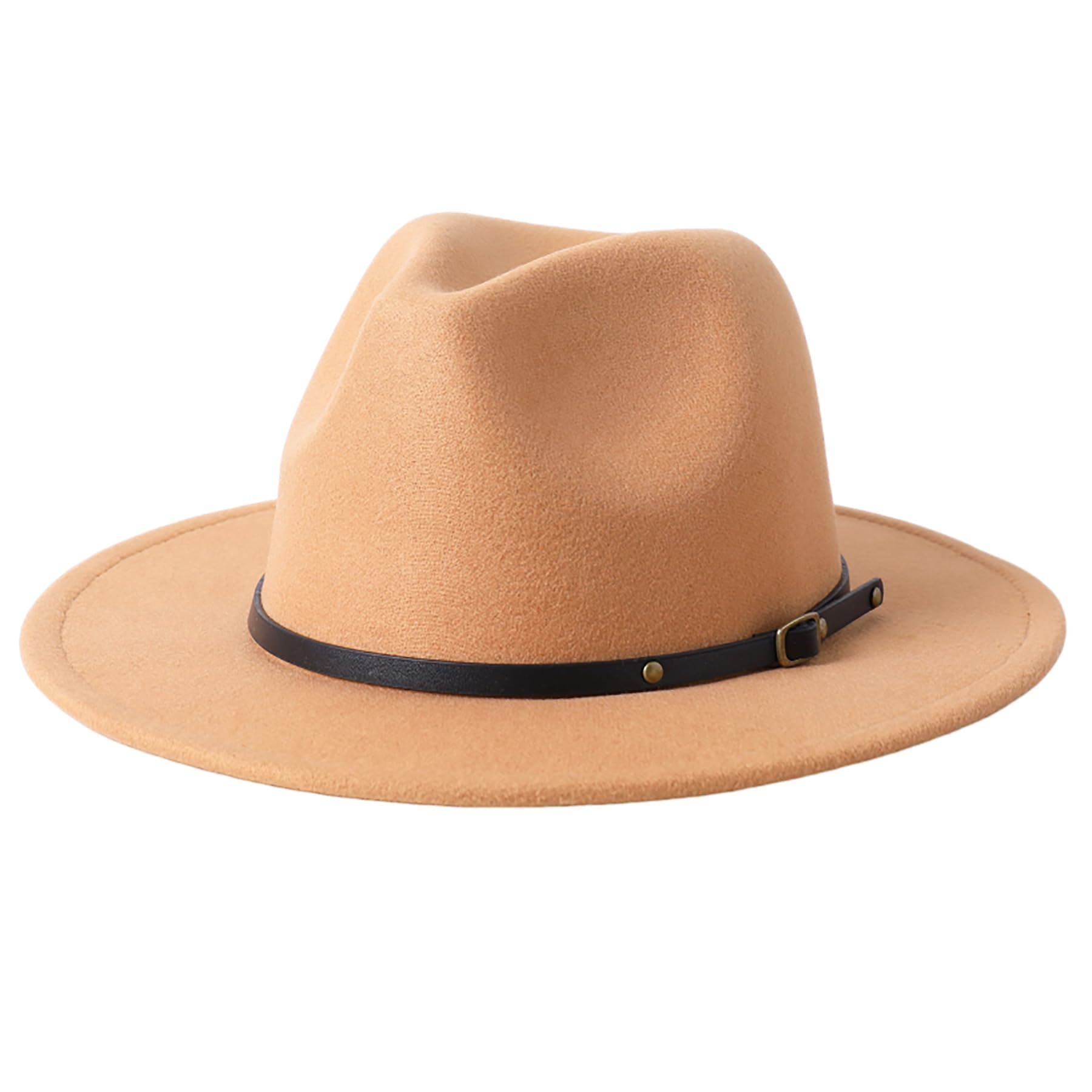 Photo 1 of Lanzom Kids Girls Vintage Wide Brim Wool Felt Bowler Cap Bowknot Floppy Fedora Hat (X-Camel)