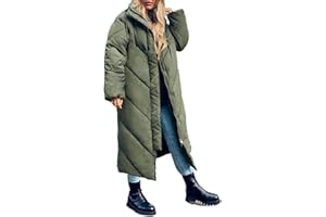 Flygo Womens Long Puffer Coat Long Sleeve Padded Winter Down Coats Hooded Parka Jacket