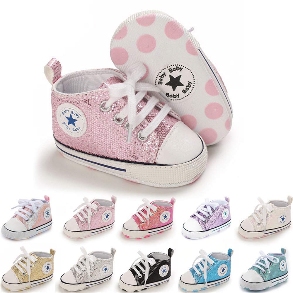 Infant Baby Boys Girls Canvas Sneakers High Top Lace up Crib Casual Shoes Newborn First Walkers Cribster Shoe
