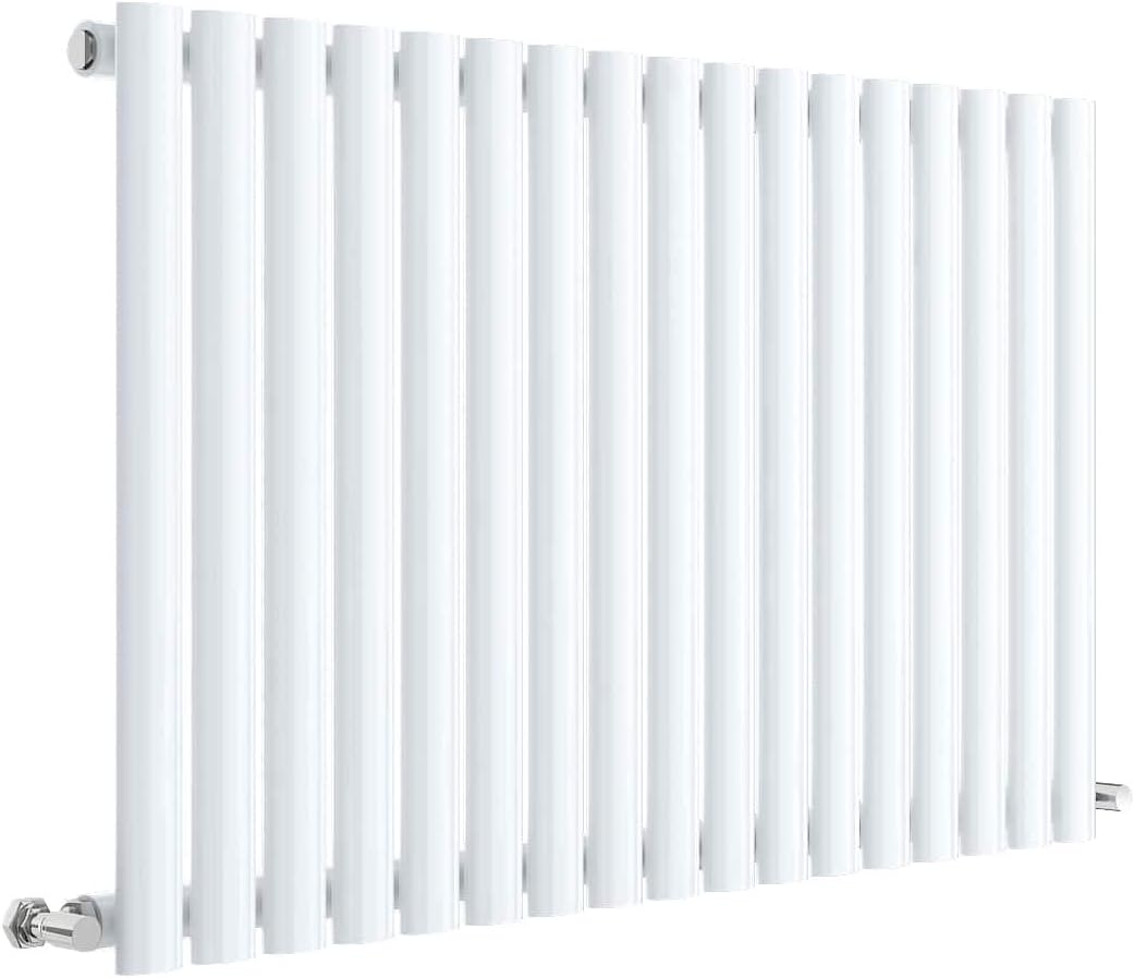 Nuie HL339 Revive Modern Home Wall Mount Designer Horizontal Single Panel Radiator, 600mm x 992mm x 55mm, High Gloss White
