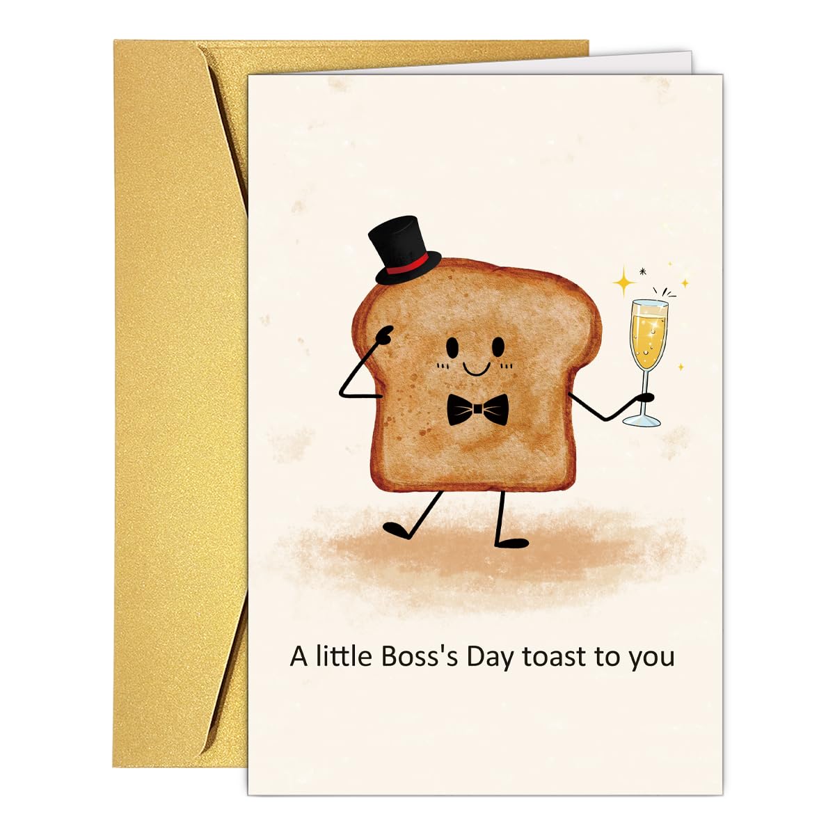 GVMGVM Funny Toast Pun Boss’s Day Card for Boss Leader | Champagne Toast Boss Day Card for Boss Manager Him Her, Adorable Toa