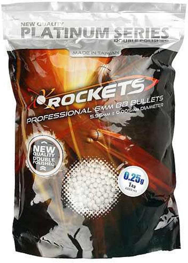 Gunfire Platinum Professional Rockets 1 KG 0.25b 6mm BB's Airsoft Ammo Pellets Polished