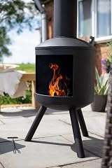 La Hacienda Barola Steel Chiminea Patio Heater Black - Modern Design view 3