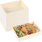 Restaurantware Wooden Bento Boxes 100 Pack of 6.4" x 4.7" Foldable Wooden Take Out Containers Sustainable Freezer-Safe Japanese Style Rectangular Lunch Boxes for Office, Camping, Sushi, Potluck