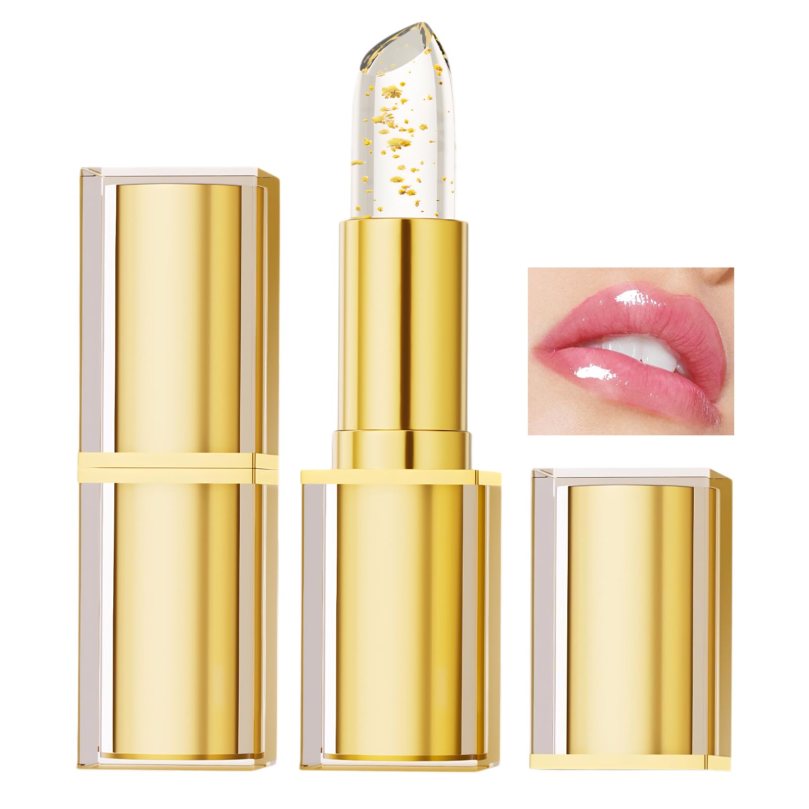 Photo 1 of  2 Color Changing Lipstick, pH Adaptive Lipstick, Ph Lip stick Color Changing 24 Hours Long Lasting & Moisturizing Lip Gloss for Lip Balm, Clear Lip stick for Women, Birthday Mothers Day Gifts, Gold