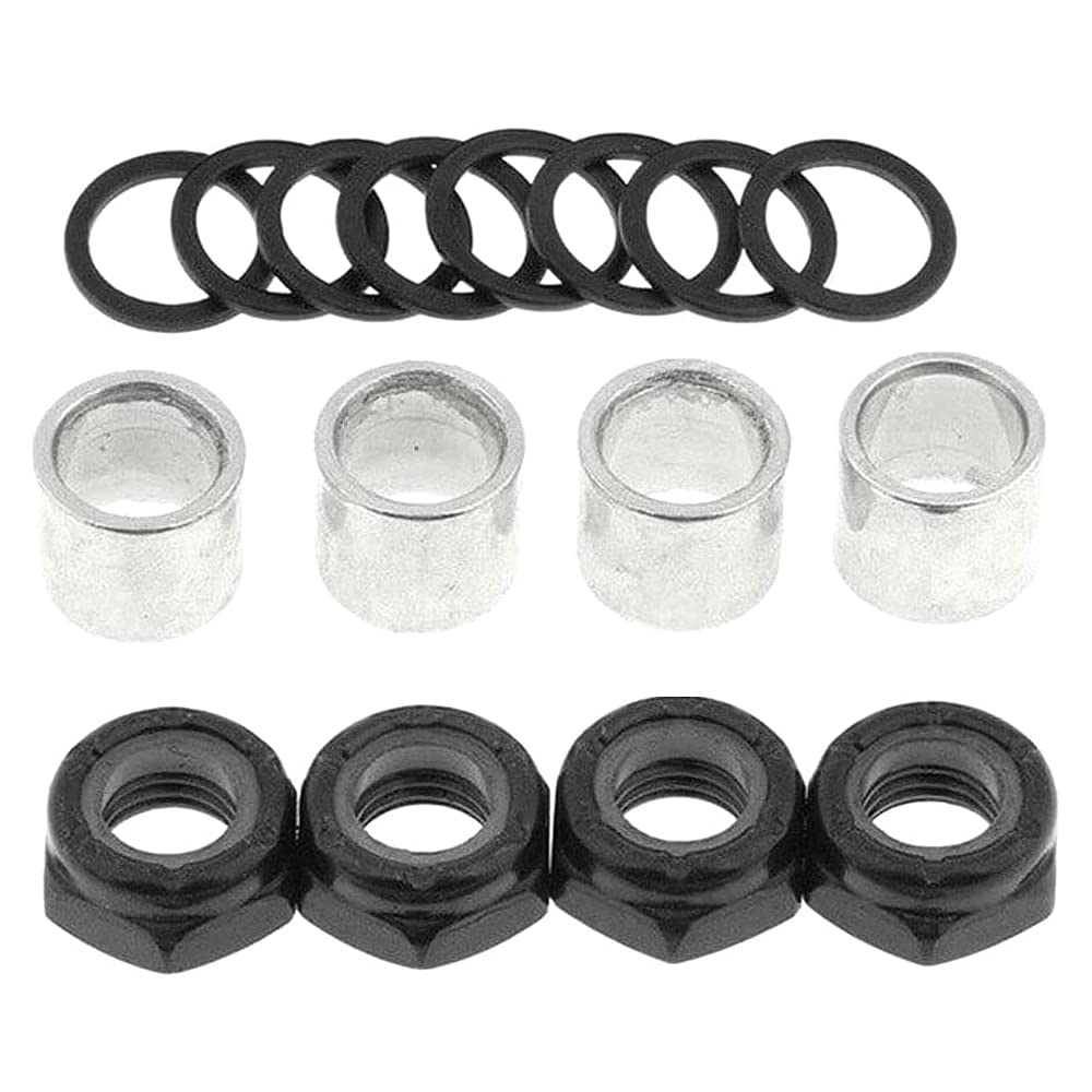 ANCLLO 2 Sets Skateboard Truck Speed Kit Axle Washers Nuts Spacers for Bearing Performance Men Women Outdoor Skateboarding