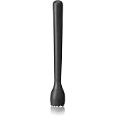 True Bash Muddler for Cocktails, Fruits, Spices, Herbs, Bar Muddler for Mojitos, Mint Juleps, Old Fashioneds, Kitchen and Home Bar Accessories, Bartender Tools, Lemon &amp; Lime Smasher, 8.25", Black