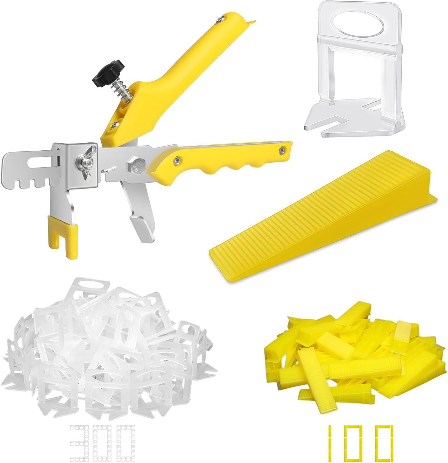 Storystore Tile Leveling System 3mm Tile Spacers 300Pcs Plus Reusable Wedges 100Pcs with A Plier, Leveling System Tools for Floor Wall Installation