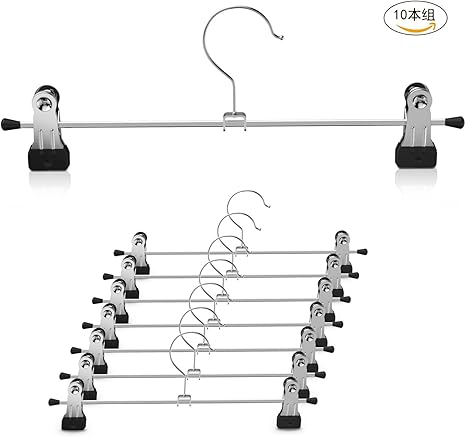 Amazon Co Jp Maiyum ハンガー ズボンハンガー スカートハンガー クリップ すべらない 多機能 頑丈 便利な ブラック 10本組 ホーム キッチン