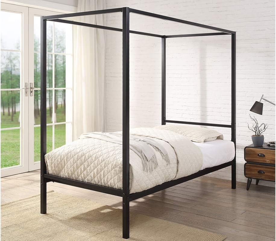 Sleep Design Chalfont Black Four Poster Metal Bed Frame Single Double King Sizes