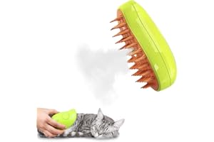 uessegs Steam Cat Brush, 3 in 1 Spray Cat Brush, Steam Cat Brush for Massage, Self-Cleaning Steam Cat Brush, Cat Grooming Brush for Removing Knots and Loose Hair（LightGreen1）