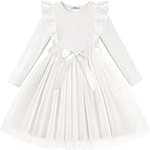 Arshiner Toddler Tutu Dress Little Girls Long Sleeve Casual Tulle Kids Fall Winter Outfits with Ribbon