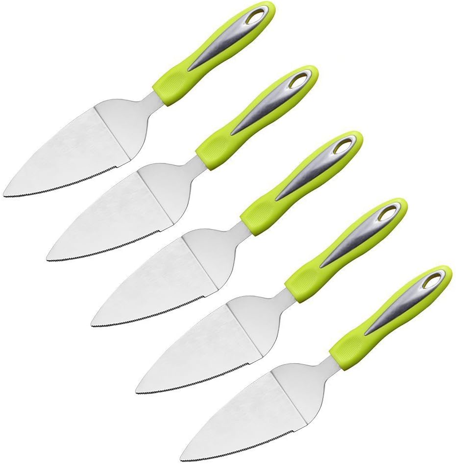 Harrahs QSJ Professional Pie Cake Server Pizza Shovel Cutter Blade Spatula Slotted Pizza Cut Turner 5-Pack …