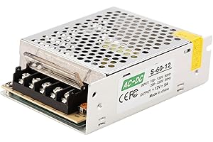 GALYGG 12V 5A Power Supply, 60W LED Driver Universal Regulated Transformer Converter Adapter AC 110V-220V to DC 12V Low Voltage Output for LED Light, Radio, Computer Project