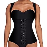 Ekouaer Women's Underbust Corset Waist Trainer Cincher Steel Boned Body Shaper Tummy Fat Burner S-4XL