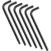 szkoo 1/8" Allen Wrench Set with Ball End Hex Key 6PCS Metric Size | Long Arm L Shaped Heeavy Duty CRV Steel Tool for Repairing Project